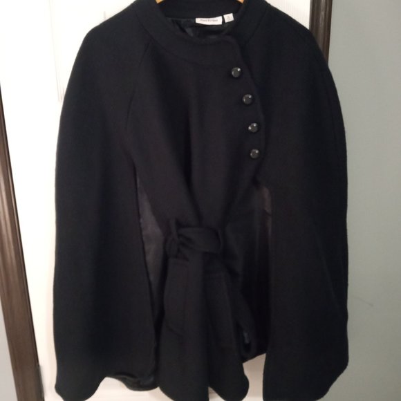 Joan Rivers coat size XL  Navy button Collar cape with tie belt.  XL - Picture 8 of 14